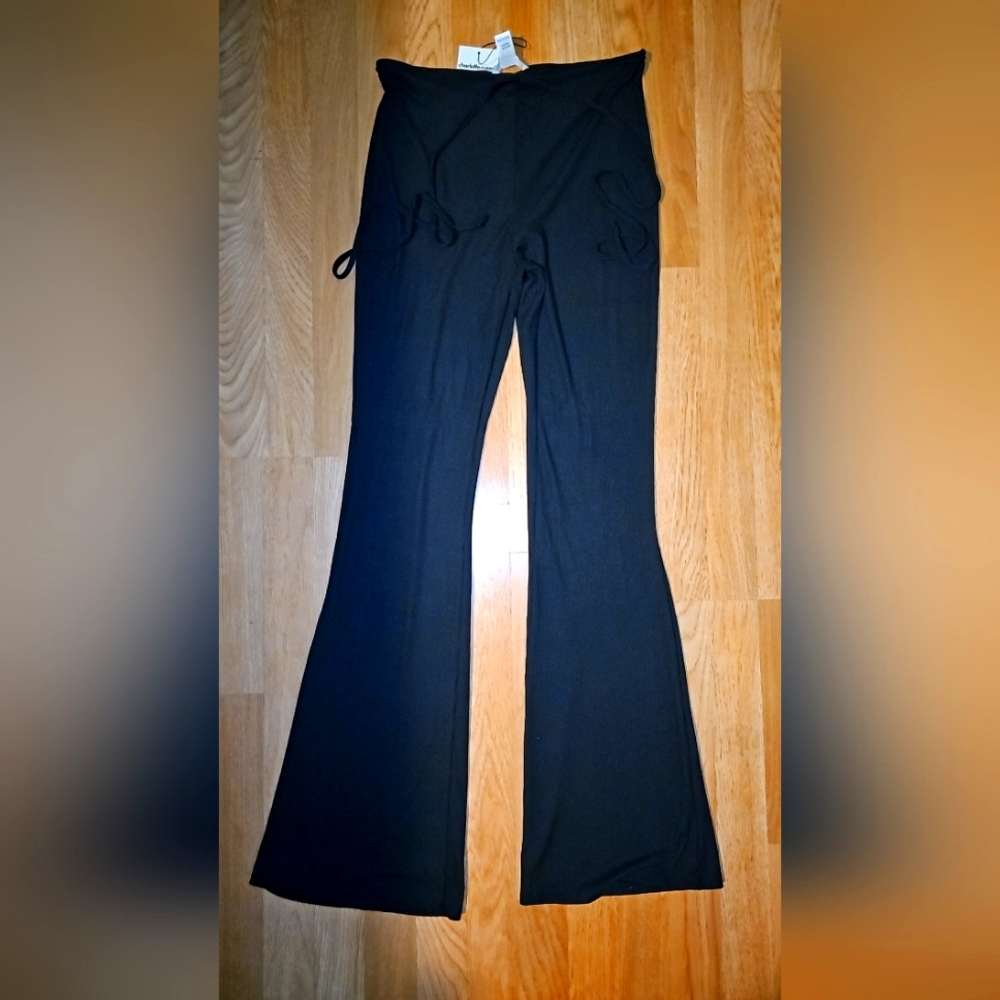 Black ribbed bell bottoms